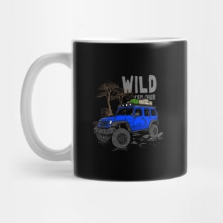 Wild Explorer Jeep - Adventure Blue Jeep Wild Explore for Outdoor enthusiasts Mug